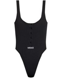 Versace - Bodysuit With Embroidered Logo - Lyst