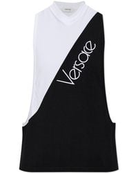 Versace - Top With Embroidered Logo - Lyst