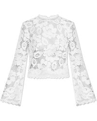 Self-Portrait - Lace Top With Long Sleeves - Lyst