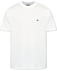 Emporio Armani - T-Shirt With Embroidered Logo - Lyst