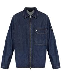 Stone Island - Denim Jacket With Logo Patch - Lyst