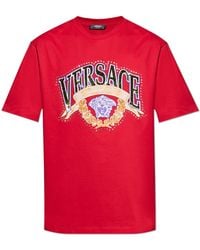 Versace - T-Shirt With Shimmering Appliqués - Lyst