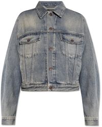 Balenciaga - Denim Jacket With Logo - Lyst