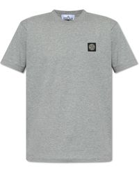 Stone Island - Light Grey Cotton T-shirt - Lyst