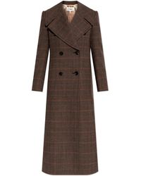 Chloé - Double-Breasted Coat With A Check Pattern - Lyst