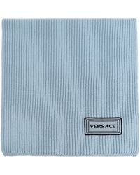 Versace - Wool Scarf With Logo Patch - Lyst