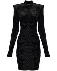 Balmain - Velvet Dress With A Turtleneck - Lyst