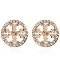 Tory Burch - 'Miller Pavé Stud' Earrings With Logo - Lyst