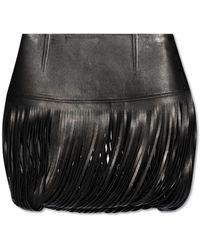 Alaïa - Leather Skirt With Fringes - Lyst