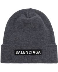 Balenciaga - Wool Beanie With Logo Patch - Lyst