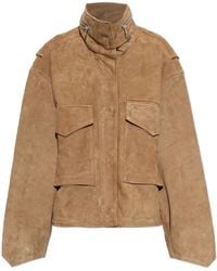 AllSaints - 'Clay Suede' Suede Jacket With Collar - Lyst