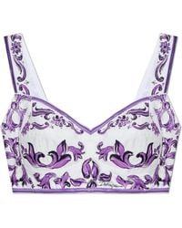 Dolce & Gabbana - Short Top With "Majolica" Print - Lyst