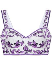 Dolce & Gabbana - Short Top With "Majolica" Print - Lyst