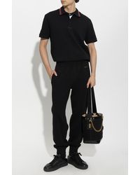 Versace - Cotton Trousers With Ribbed Cuffs - Lyst