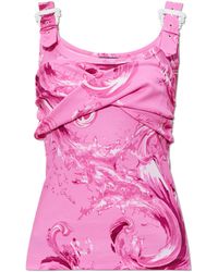Versace Jeans Couture - Top With Decorative Buckles On The Straps - Lyst