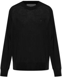 Ami Paris - Wool Sweater With Embroidered Logo - Lyst