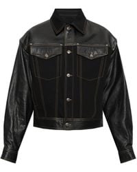 Versace - Denim Jacket With Leather Inserts - Lyst