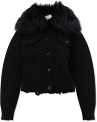 Blumarine - Cardigan With Fur Insert - Lyst