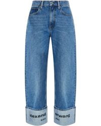 Alexander Wang - Jeans With Rolled-Up Legs And Embroidered Logo - Lyst