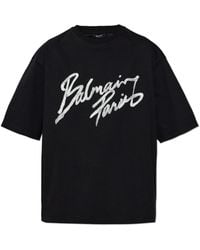 Balmain - T-Shirt With Printed Logo - Lyst