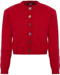 ROTATE BIRGER CHRISTENSEN - Cotton Cardigan With Shoulder Pads - Lyst
