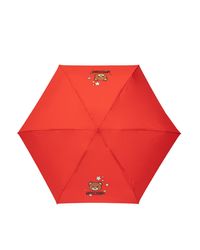 Moschino Folding Umbrella With Logo - Red