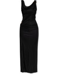 Versace - Long Dress With Decorative Safety Pin - Lyst