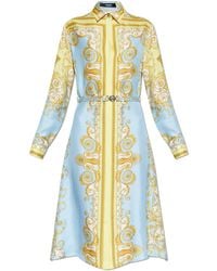 Versace - Silk Dress With Belt - Lyst
