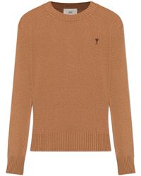 Ami Paris - Cashmere Sweater With A Crew Neckline - Lyst