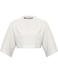 Palm Angels - Cropped T-Shirt With Printed Logo - Lyst