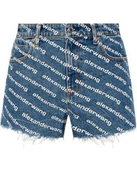 Alexander Wang - Logo Print Denim Shorts For - Lyst