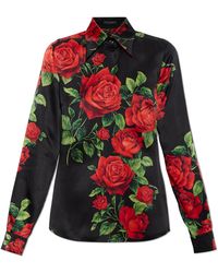 Dolce & Gabbana - Silk Shirt With Floral Motif - Lyst