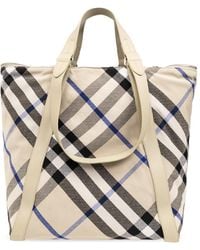 Burberry - Shopper Bag With Check Pattern, - Lyst
