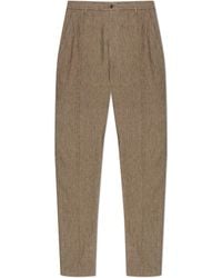 Emporio Armani - Linen Trousers With Stitched Seams On The Legs - Lyst