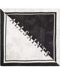 AllSaints - Silk Scarf "Script" - Lyst