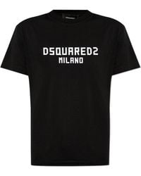 DSquared² - T-Shirt With Logo And Velvet Finish - Lyst
