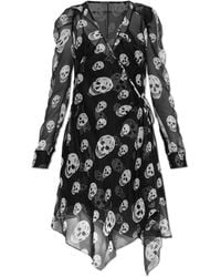 McQueen - Silk Dress With Skull Motif - Lyst