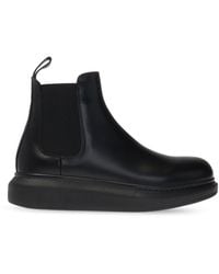 Alexander McQueen - Leather Ankle Boots With Logo - Lyst