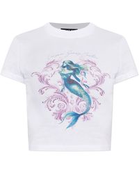 Versace Jeans Couture - T-Shirt With Print And Shimmering Sequins - Lyst