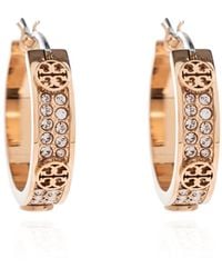 Tory Burch - Round Earrings With Shimmering Crystals - Lyst