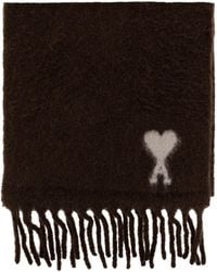 Ami Paris - Wool Scarf With Logo - Lyst