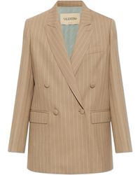 Valentino Garavani - Double-Breasted Pinstripe Blazer - Lyst