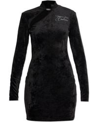 Versace Jeans Couture - Velvet Dress With Turtleneck - Lyst