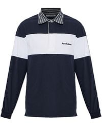 Acne Studios - Striped Cotton Polo Shirt - Lyst