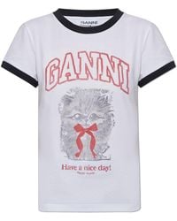 Ganni - T-Shirt With Print - Lyst