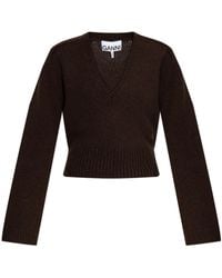Ganni - V-Neck Sweater - Lyst