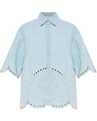 Zimmermann - Denim Shirt With Openwork Trim - Lyst