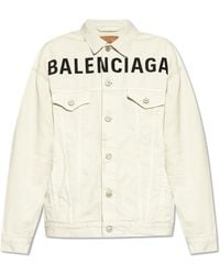 Balenciaga - Denim Jacket With Logo - Lyst