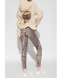 Ganni - Leopard Print Logo leggings - Lyst