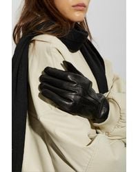 Moschino - Leather Gloves With Logo - Lyst